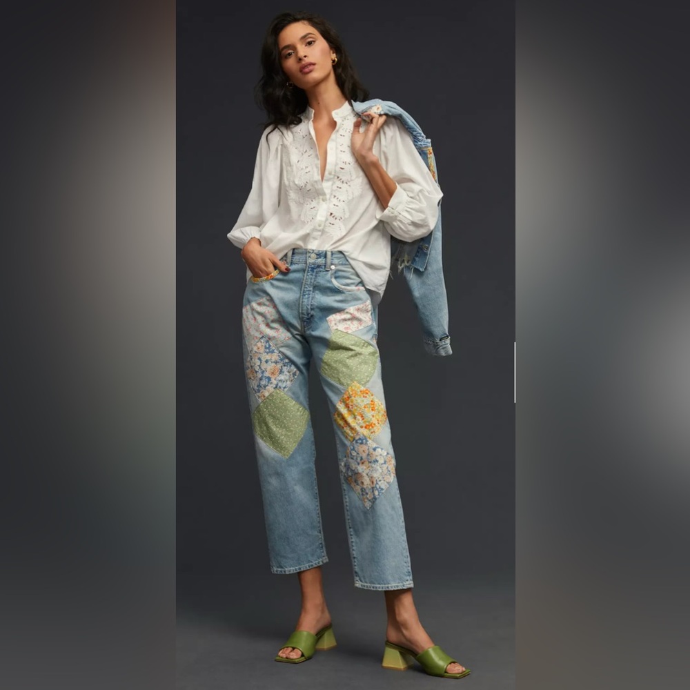 Denimist Patchwork High-Rise Boyfriend Jeans 29☀️